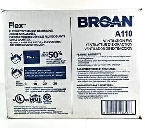 BROAN NUTONE A110 Flex Series Bath Exhaust Fan 110 CFM 3.0 Sones - Picture 1 of 11