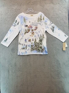 Cactus 3/4 Sleeve Womens Size Large pullover Top Winter Design, Rare, NWT - Picture 1 of 14