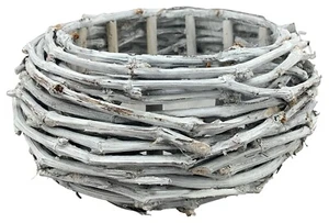 Korb rund Willow weiß gewischt Pflanzkorb Ø28cm H10,5cm Pflanzschale Deko Schale - Bild 1 von 2
