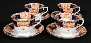 Colclough Bone China Tea Cups and Saucers (4) Cobalt & Rust 3701 Longton England - Picture 1 of 13