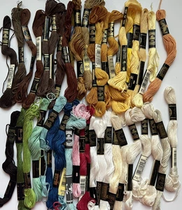 Lot of 44 Embroidery Floss Thread All DMC Skeins Solids most unused - Picture 1 of 4