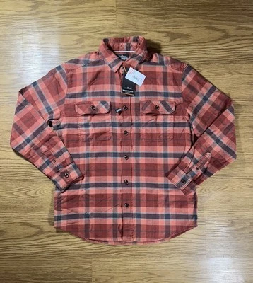 NWT Quicksilver Shirt Mens Medium M Red Orange Plaid Button Up Flannel Waterman - Image 1 of 4