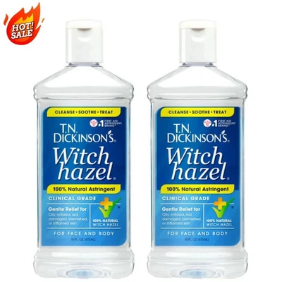 T.N. Dickinson's Witch Hazel вяжущий, 100% натуральный, 16 жидких унций (2 упаковки) - Изображение 1 из 4