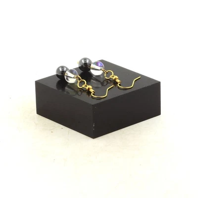 Piedras y Minéraux. Pendientes 2 Cuentas Hematita + Cuarzo Titanio 8 MM Foto 1 de 2