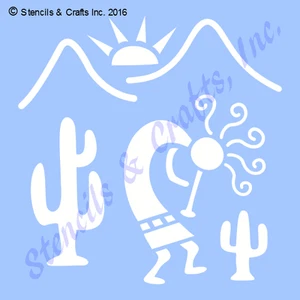 PLANTILLA KOKOPELLI SOL CACTUS CACTUS PLANTILLA SUROESTE ARTE OCCIDENTAL ARTESANÍA NUEVA - Imagen 1 de 1