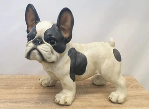Stehender Stier Hund weiß schwarz Ornament Figur Statue Skulptur Wohndeko Kunst - Bild 1 von 4