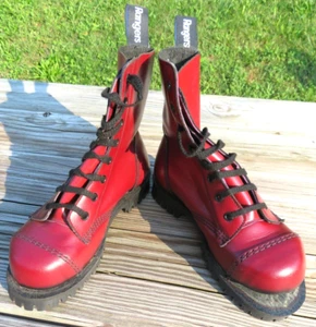 Nos Vintage SHELLYS Rangers Cherry Red Steel Cap Boots Stormer Stomper No Sole 3 - Picture 1 of 12