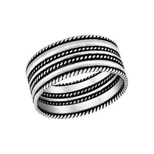 Anillo de plata de ley de banda ancha de 8 mm estilo balinés tradicional-7 - Imagen 1 de 5