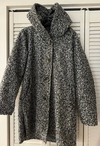 Giacca con Cappuccio Made in Italy Cappotto Fibbia Come Grigio Nero Bianco Tasche Taglia L - Foto 1 di 8