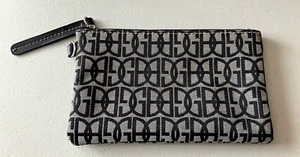 Cartera Giani Bernini Cambiar Muñequera Patrón Firma Gris y Negro Lona 4 x 6 - Imagen 1 de 6