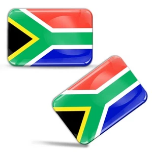 2x3D Silicone Car Sticker Motorcycle Bike Helmet Laptop South Africa Flag Bunting - Picture 1 of 7