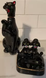 De colección Pico Japón Cerámica Gato Negro Corcho Botella Jarra Cachorros Perros Cenicero 2 - Imagen 1 de 10