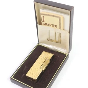 dunhill gas lighter Dome Lacquer Black Gold w/Box Ignition confirmed Very Good - Picture 1 of 6
