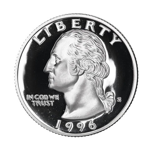 1996 S 90% Silver Washington Quarter Proof 25c Rare Collectible - Free Shipping Cover