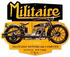 Vintage 1916 NY Militaire Motorcycle Racer Metal Sign Man Cave Body Shop FRC043