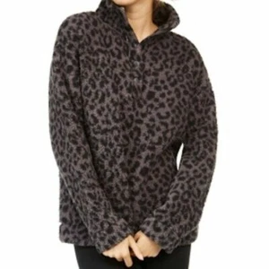 Maglione Jenni donna taglia grande finto sherpa accogliente lounge top grigio nero leopardato LS - Foto 1 di 8