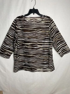 Top a righe zebrato Chico's trasparente femminile perfetto per viaggiatori a strati taglia 3 - Foto 1 di 13