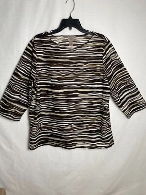 Top Chico's a rayas cebra transparente femenino perfecto para viajeros en capas talla 3 Foto 1 de 4