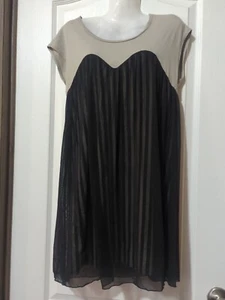 Mini abito da donna Uniqlo GVGV beige nero a righe stile grande L - Foto 1 di 6