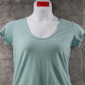 James Perse Shirt 1 Womens Small Blue Green Scoop Neck Tee Soft Knit Slub Top - Picture 1 of 9