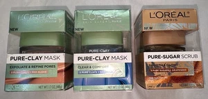 L'Oreal Paris 1.7 Oz Smooth & Glow, Clear & Comfort, Exfoliate Refine Pores x 3 - Picture 1 of 9