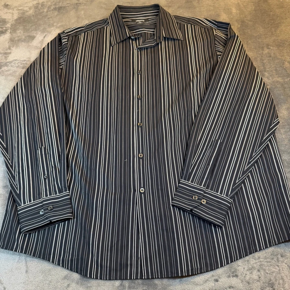 Camisa de vestir Claiborne a rayas con botones manga larga 100 % algodón para hombre XXL 2XL Foto 1 de 4