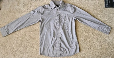 Camisa de vestir gris plata botones arriba abajo chico elegante 14 16 manga larga otoño invierno Foto 1 de 3