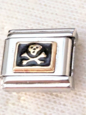 Auténtico Dije Zoppini Italiano Calavera y Huesos Cruzados Bandera Pirata Envío Gratis K12 Foto 1 de 4