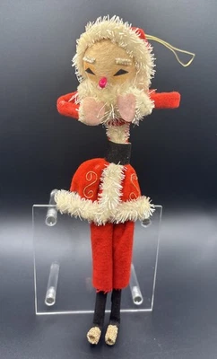 Pipa de chenilla vintage limpia delgada Santa Claus adorno de Navidad Japón años 60 Foto 1 de 4