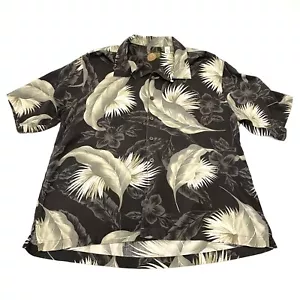 Caribbean Shirt Mens L Silk Cotton Blend Short Sleeve Hawaiian Island Button - Picture 1 of 6