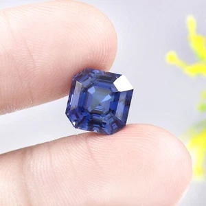 AAA Fein Extrem 9x9 MM Natürlich Ceylon Blau Saphir Lose Asscher Schnitt - Bild 1 von 4