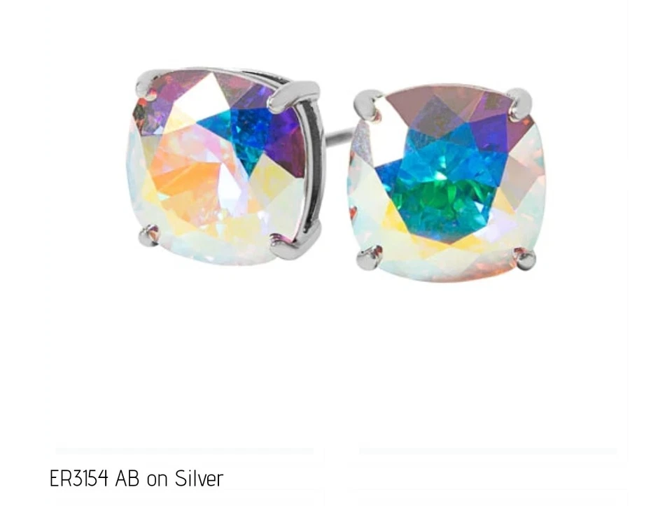 Origami Búho PLATA AURORA BOREALIS Swarvorski Cristal Clara Pendientes Foto 1 de 1