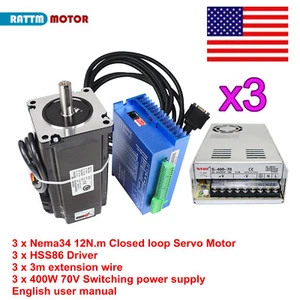 【3 Sets】 12nm NEMA 34 12N.m Closed loop Servo Stepper Motor Driver w/ 70V Power - Picture 1 of 12
