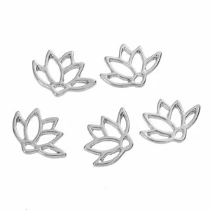 2 x Schmuck Verbinder Lotus Silber 15x11mm - Bild 1 von 3