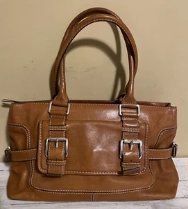Vtg Michael Kors Tan Leather Satchel Handbag Purse Buckle Tote Shoulder Bag - Picture 1 of 13