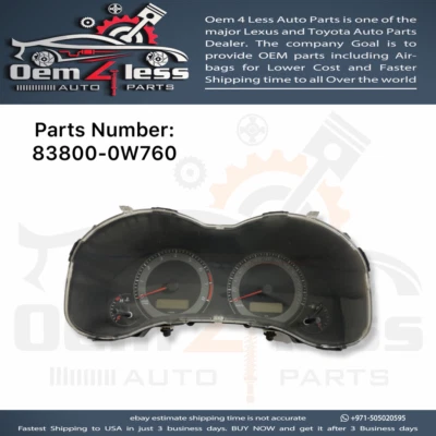 Toyota Corolla Instrument Cluster Speedometer 2007 To 2013 OEM 83800-0W760 - image 1 of 4