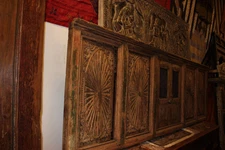 Antique DOORS LONG Carved Terrace Window Doors 18c SUNBURST BOHO FARMHOUSE 106