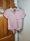 J.Crew Mercantile Women's Short Sleeved Button Up Tie Front Top Rose Pink Sz Xs