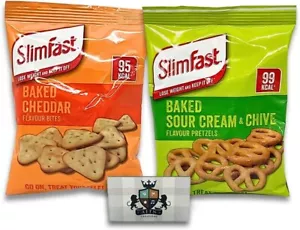 Slim Fast Crisps Mixed Pack of 14 with 7 Cheddar, 7 Sour Cream Snacks Pretzels - Picture 1 of 7