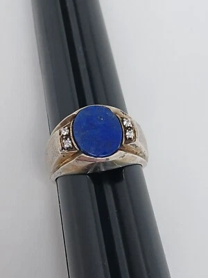Sterling Silver 925 Ring Marked JED Blue Lapis? Stone Size 9 - Image 1 of 4