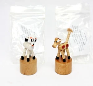 (2) Vintage Original Siltoys 3" Collapsible Thumb Push Toy GIRAFFE & LAMB Italy - Picture 1 of 13
