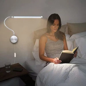 8W LED Leselampe Wandleuchte Wandlampe Bettleuchte Schwanenhals mit Schalter - Bild 1 von 9