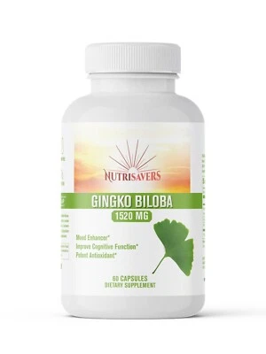 Ginkgo Biloba, potenciador del estado de ánimo, apoya la función cerebral y el estado de alerta mental - 60 cápsulas Foto 1 de 4