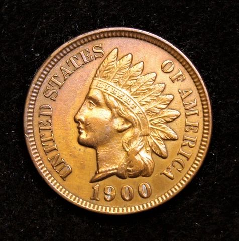 1900  Indian Head Cent  AU++ Cover