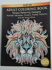 Stress Relieving Designs Adult Coloring Book Animals Mandalas Flowers Patterns - Picture 1 of 5
