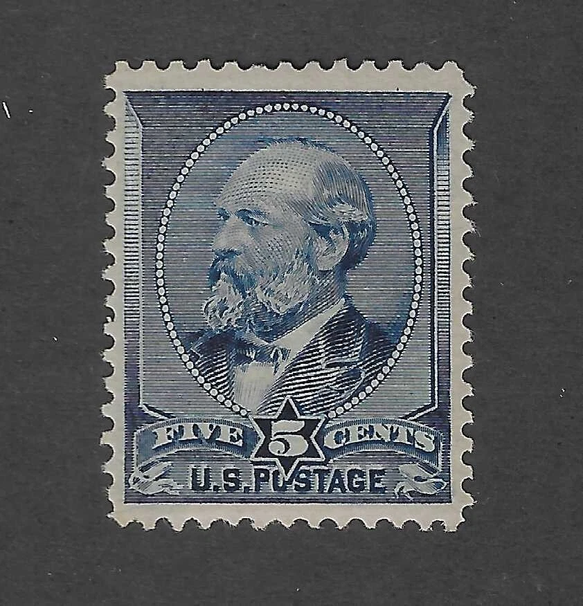 US Scott # 216, 5 centavos índigo, James Garfield, 1888, MNH, XF, scv. $2350 Foto 1 de 2