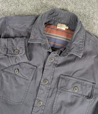 Faherty Stretch Blanket Lined CPO Shacket Mens Small Navy Blue Button Up - Image 1 of 4