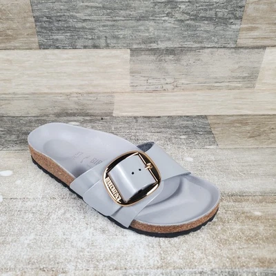 Birkenstock Madrid Big Buckle 女式凉鞋 6 码灰色懒人露趾 — 第 1/4 张图片