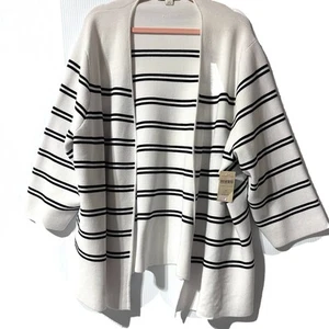 Coldwater Creek Women's Open Front Sweater Cardigan Striped Size 2X 20 22 NWT - Picture 1 of 12
