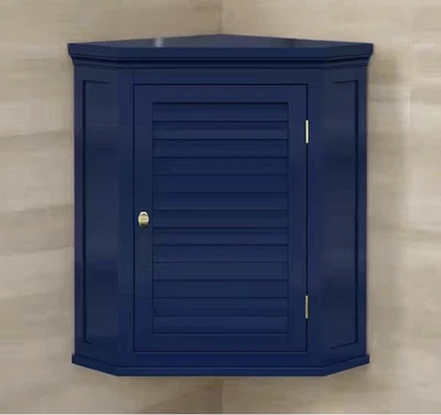 Gabinete de baño de pared esquinero azul marino Teamson Home Glancy 15”x22,5”x24” Foto 1 de 4